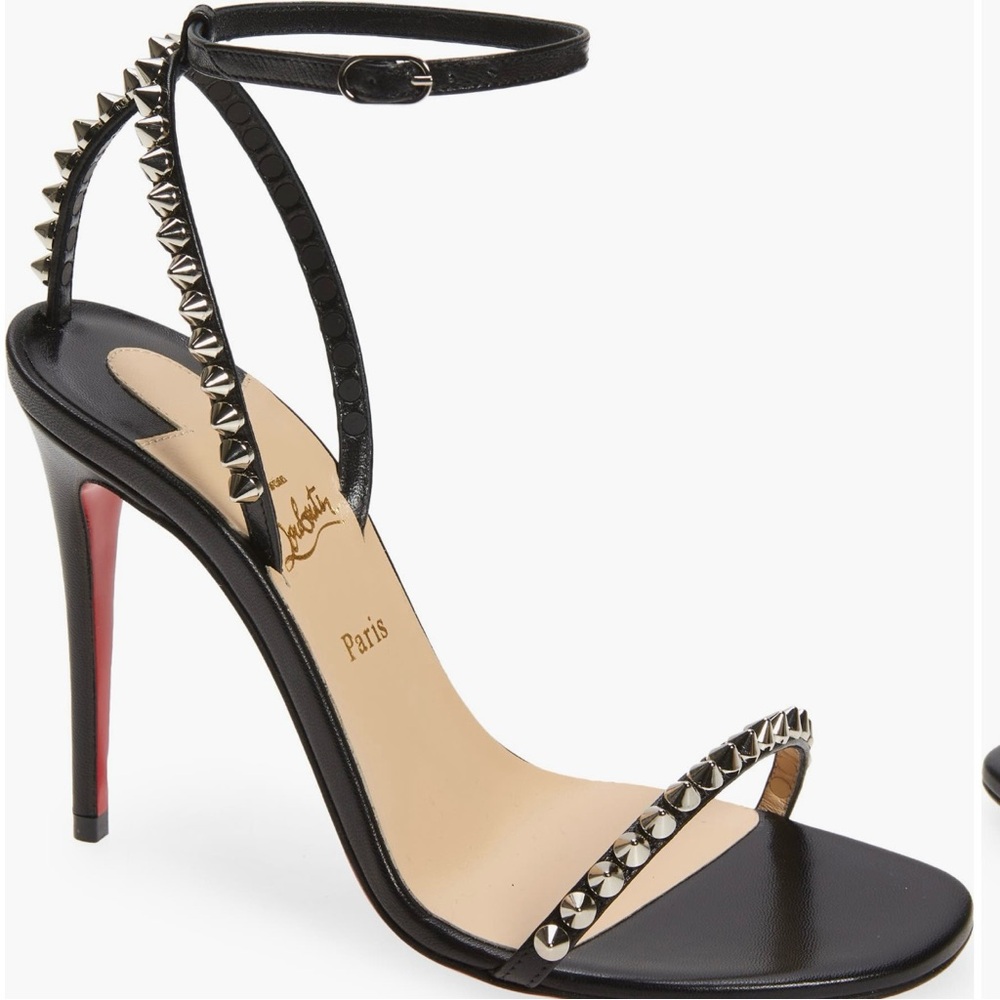Christian Louboutin So Me Black Heels with Silver Studs 100